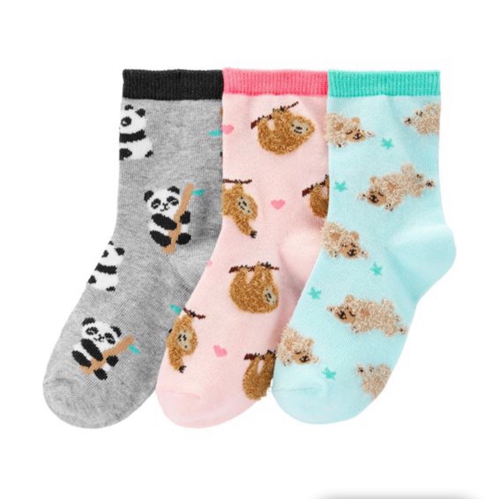 🆕New girls Carter’s socks size 4-6 animal prints